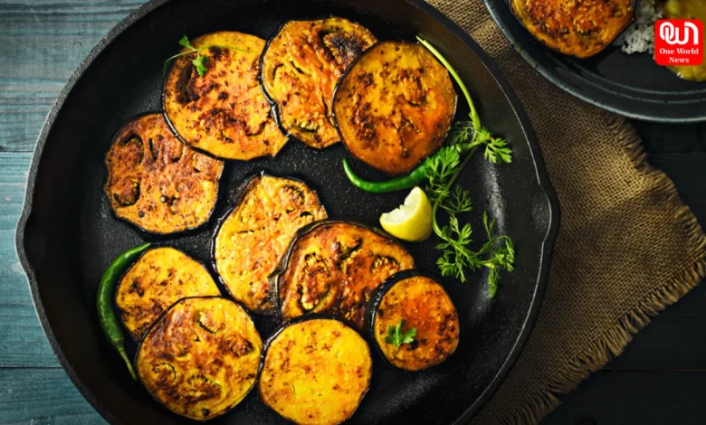Chilli Garlic Baingan Bhaja Recipe
