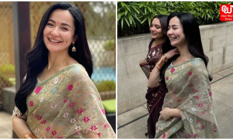 Hania Amir Jamdani Saree Look