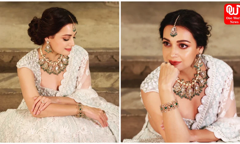 Dia Mirza White Lehenga Looks
